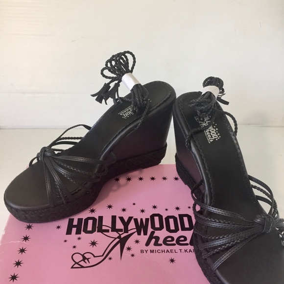 Hollywood Heels, Platform Wedge,  Size 7, black, 4.5 inch heel - new - Picture 1 of 7